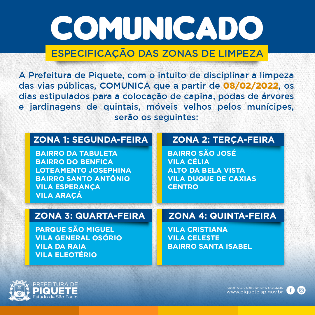 comunicado limpeza